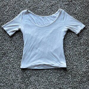 Abercrombie & Fitch Babydoll Crop Top Womens Medium Scoop Neck White Preppy Twee